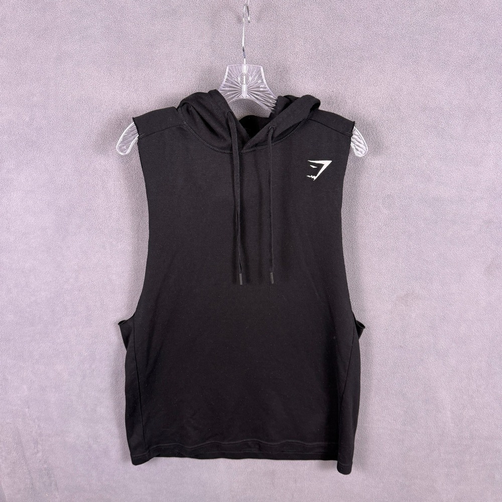 Gymshark Sleeveless Hoodie Mens Large Black Training Gym Top Bodybuilding